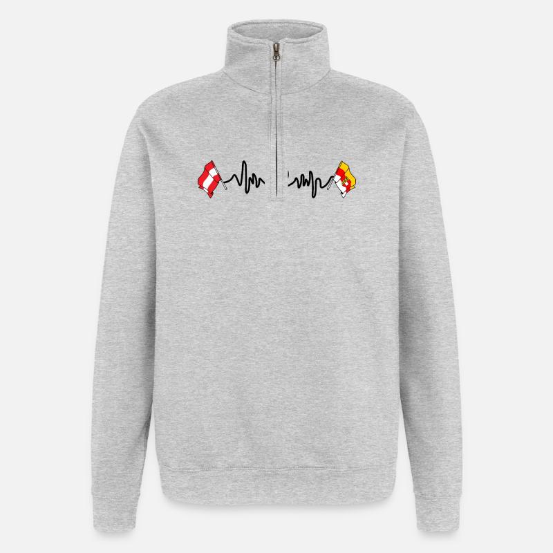 Kärnten Drapeaux Battements de cœur - Sweat à zip 1/4 - gris chiné