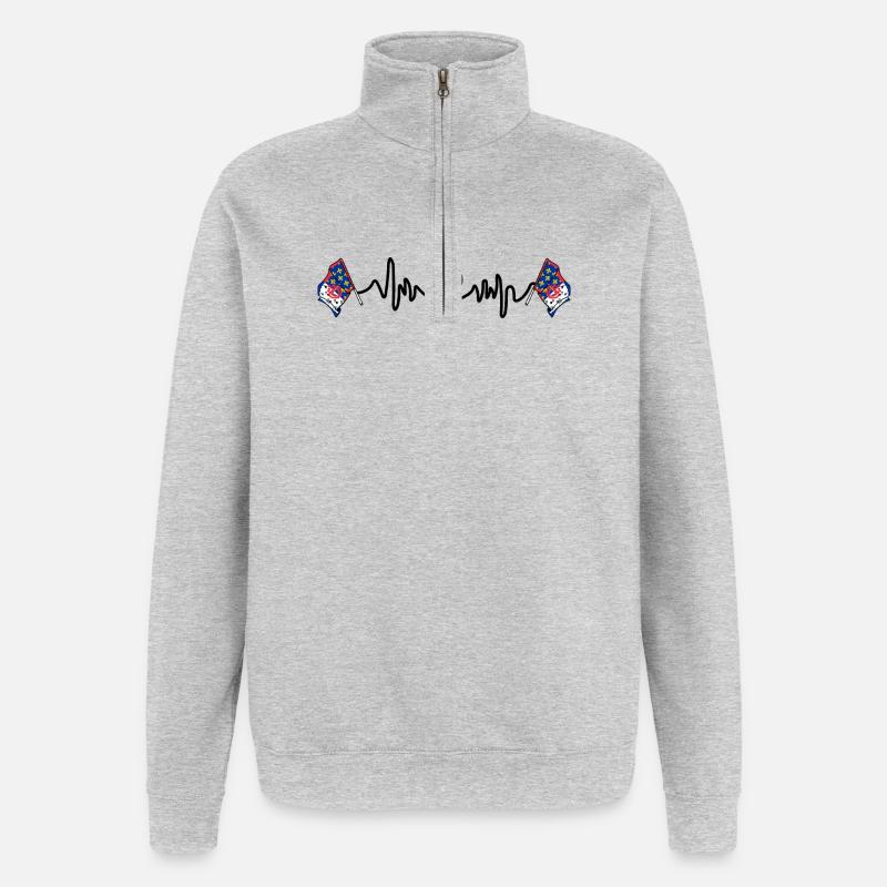 Pays_de_la_Loire_ Herzfrequenz - Quarter-Zip-Sweatshirt - Grau meliert