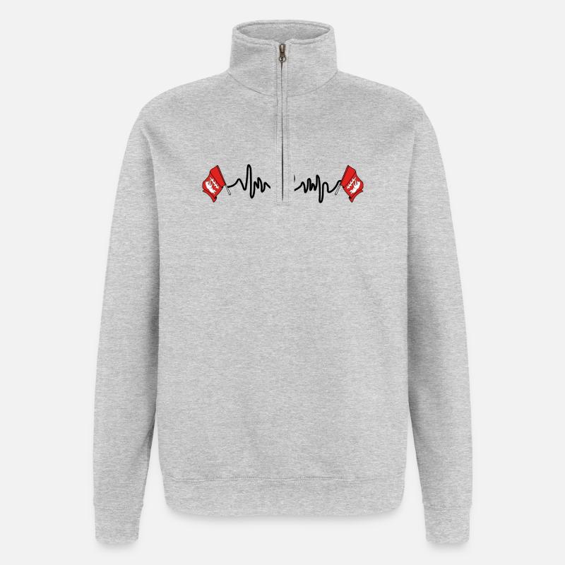 Fréquence cardiaque du Warwickshire - Sweat à zip 1/4 - gris chiné