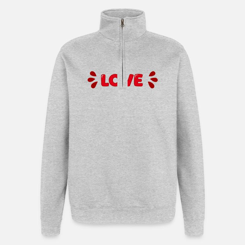 Liebe Rote Blasen - Quarter-Zip-Sweatshirt - Grau meliert
