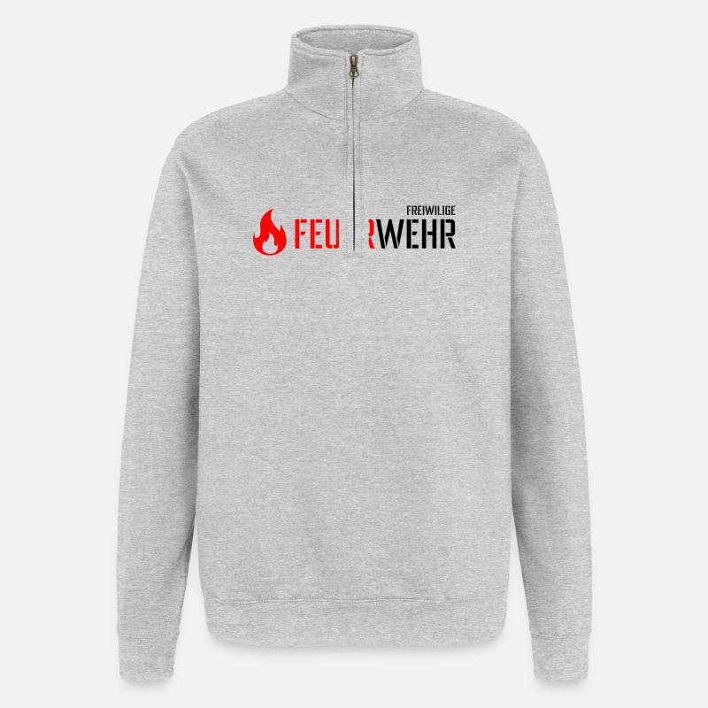 Feuerwehr - Quarter-Zip-Sweatshirt - Grau meliert