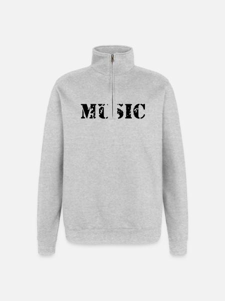 music as a stamp print design - Quarter-Zip Sweatshirt - heather grey