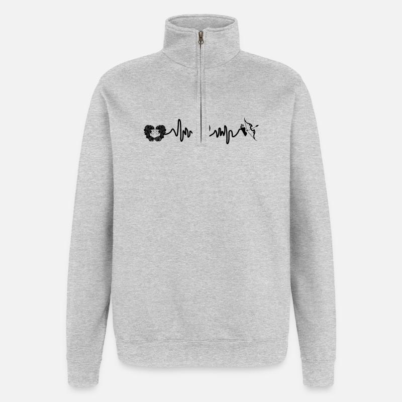 Fréquence cardiaque cardio Gémeaux Sagittaire - Sweat à zip 1/4 - gris chiné