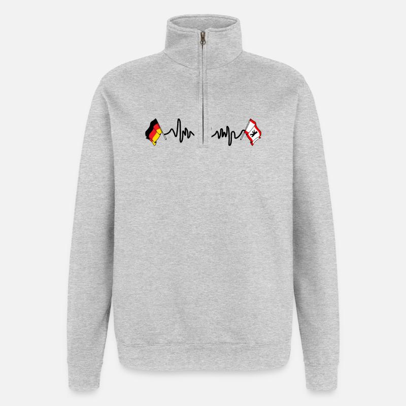 Cardio cardiaque Drapeau Allemagne, Berlin - Sweat à zip 1/4 - gris chiné