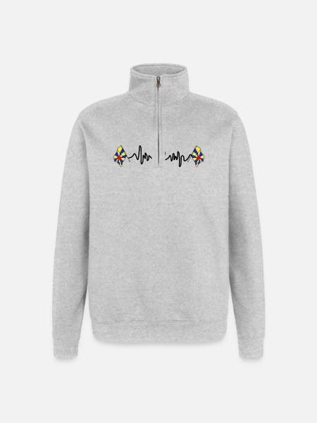 Herzfrequenz-Cardio für Westflandern, Belgien - Quarter-Zip-Sweatshirt - Grau meliert