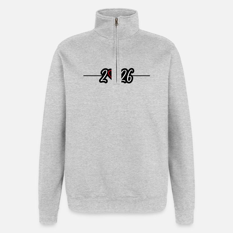 2026 Herz - Quarter-Zip-Sweatshirt - Grau meliert