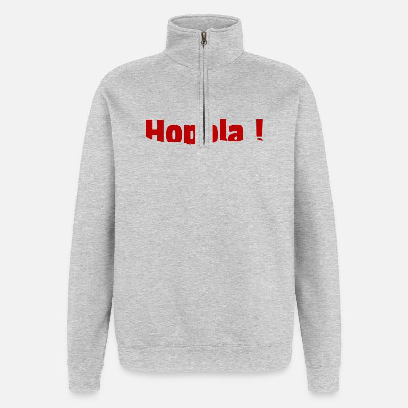 Oups eau - Sweat à zip 1/4 - gris chiné