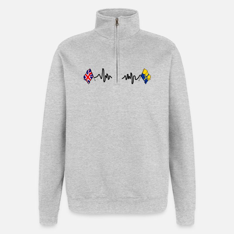 Herzfrequenz in Durham & UK - Quarter-Zip-Sweatshirt - Grau meliert