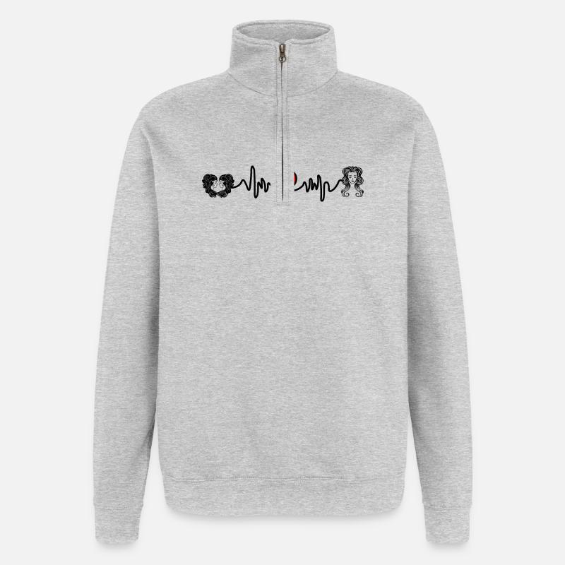 Fréquence cardiaque cardio Gémeaux Vierge - Sweat à zip 1/4 - gris chiné