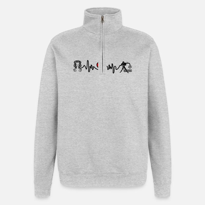 Fréquence cardiaque cardio Vierge Verseau - Sweat à zip 1/4 - gris chiné