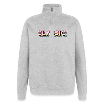 Retro Klassik - Quarter-Zip-Sweatshirt - Grau meliert - Vorne - AI Model Female 172 light (172cm) & AI Model Male 178 dark (178cm)
