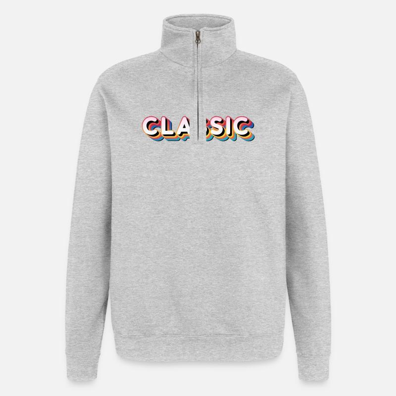 Rétro Classique - Sweat à zip 1/4 - gris chiné