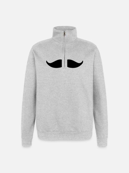 Moustache de morse - Sweat à zip 1/4 - gris chiné
