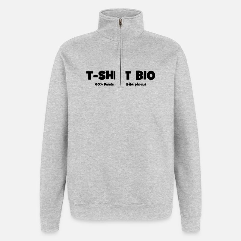 Bio Parodie Conservation Animale - Sweat à zip 1/4 - gris chiné