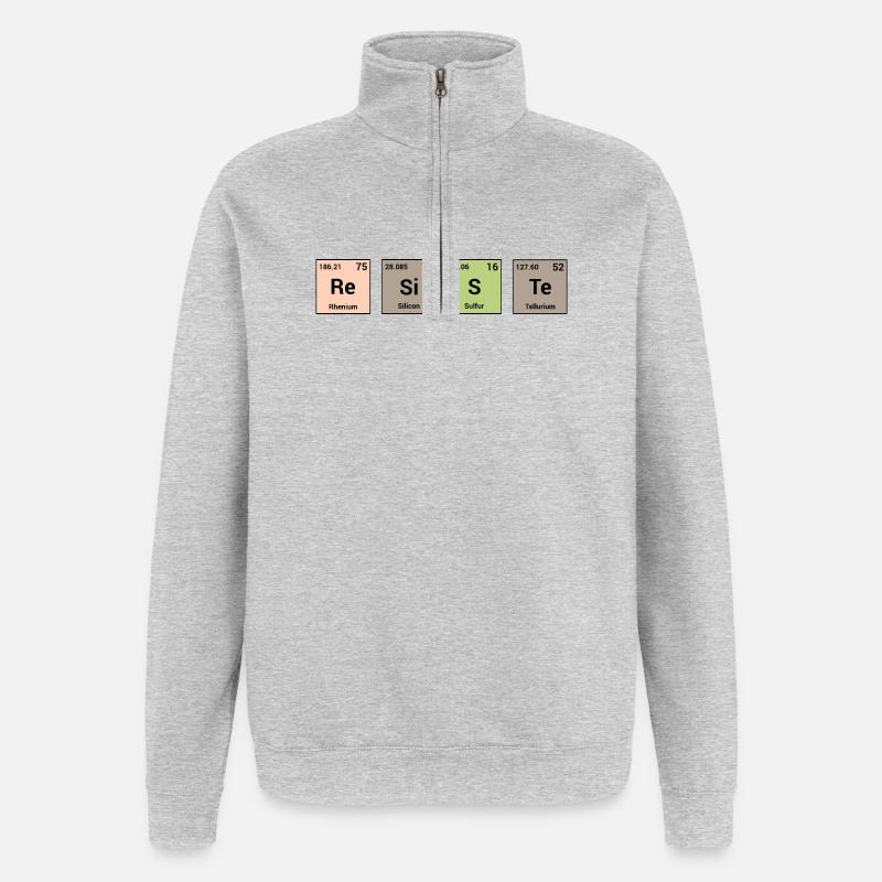 Résiste en éléments périodiques - Sweat à zip 1/4 - gris chiné