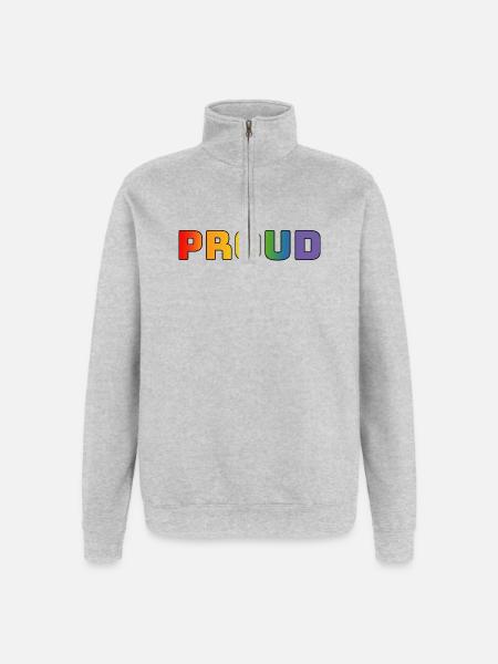 Rainbow proud black - Quarter-Zip Sweatshirt - heather grey