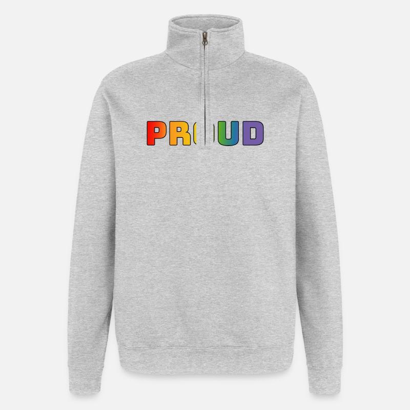 Arc-en-ciel fier noir - Sweat à zip 1/4 - gris chiné