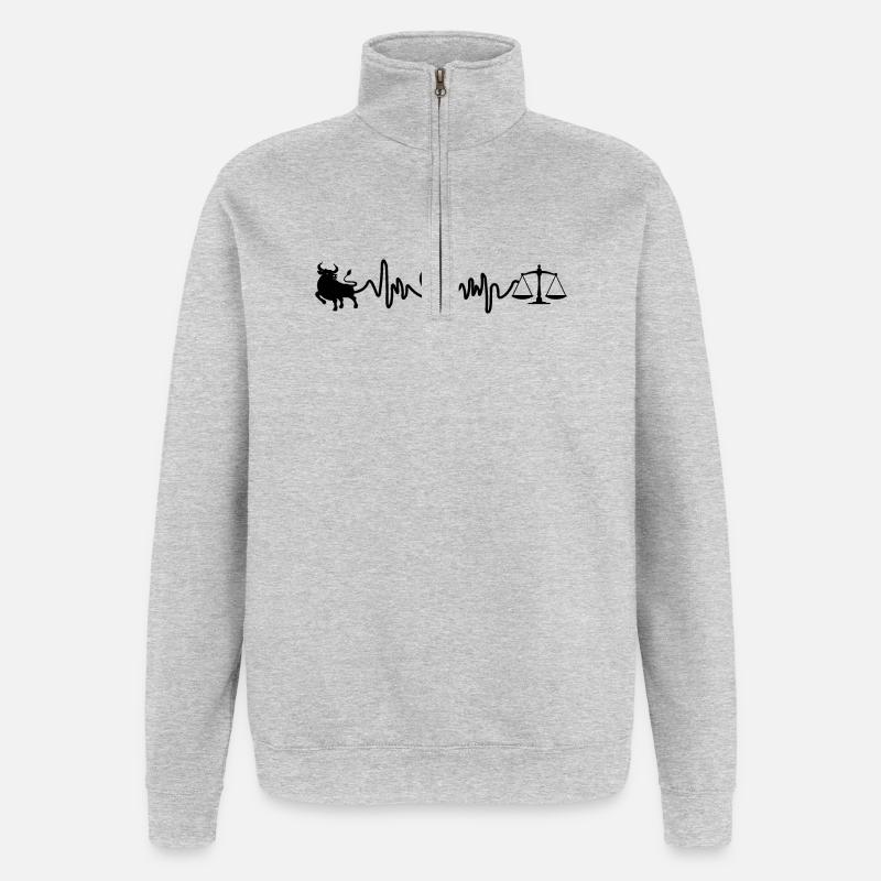 Fréquence cardiaque cardio Taureau Balance - Sweat à zip 1/4 - gris chiné