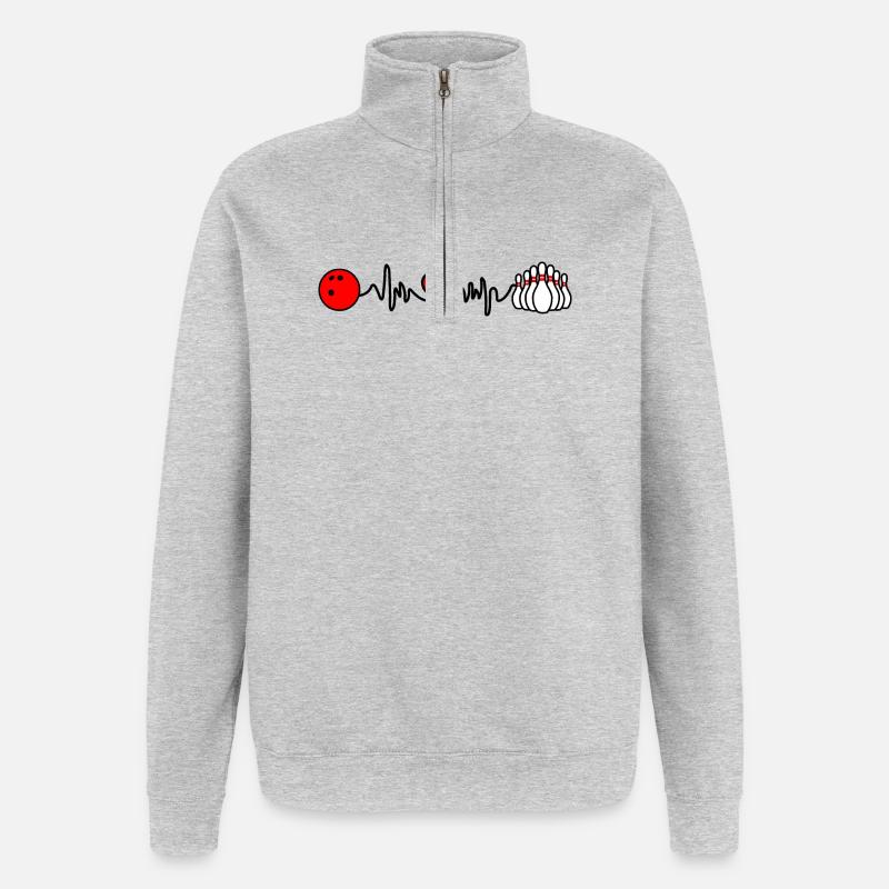 Bowling-Cardio-Herzfrequenz - Quarter-Zip-Sweatshirt - Grau meliert