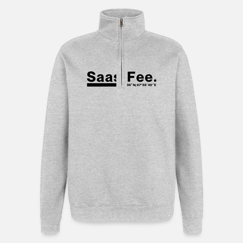 Coordonnées Saas-Fee Valais, Suisse - Sweat à zip 1/4 - gris chiné
