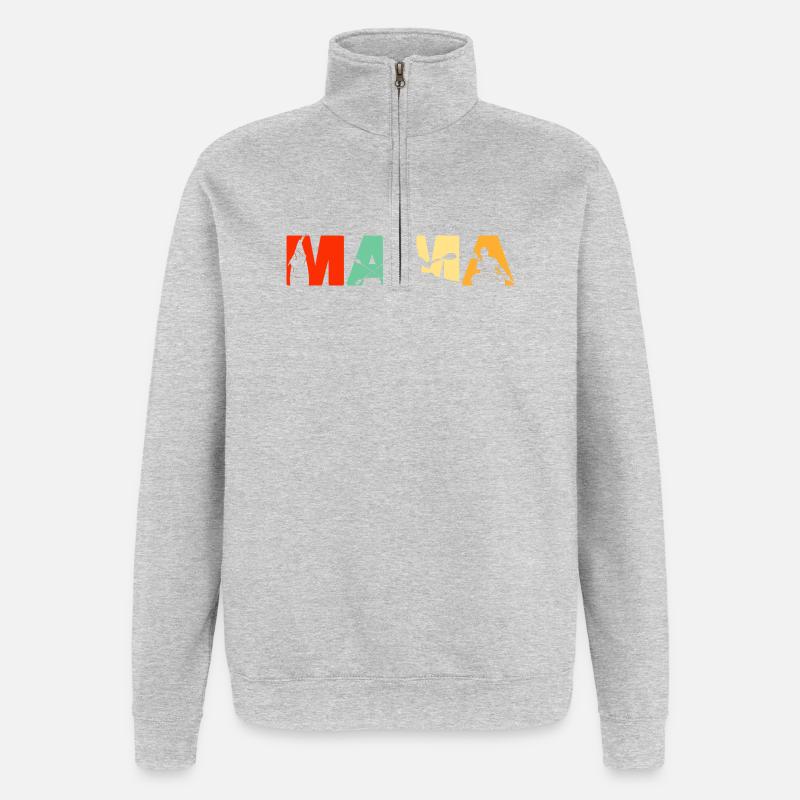 Kayaker MAMA Retro Sunset Kayaking Geschenk - Quarter-Zip-Sweatshirt - Grau meliert