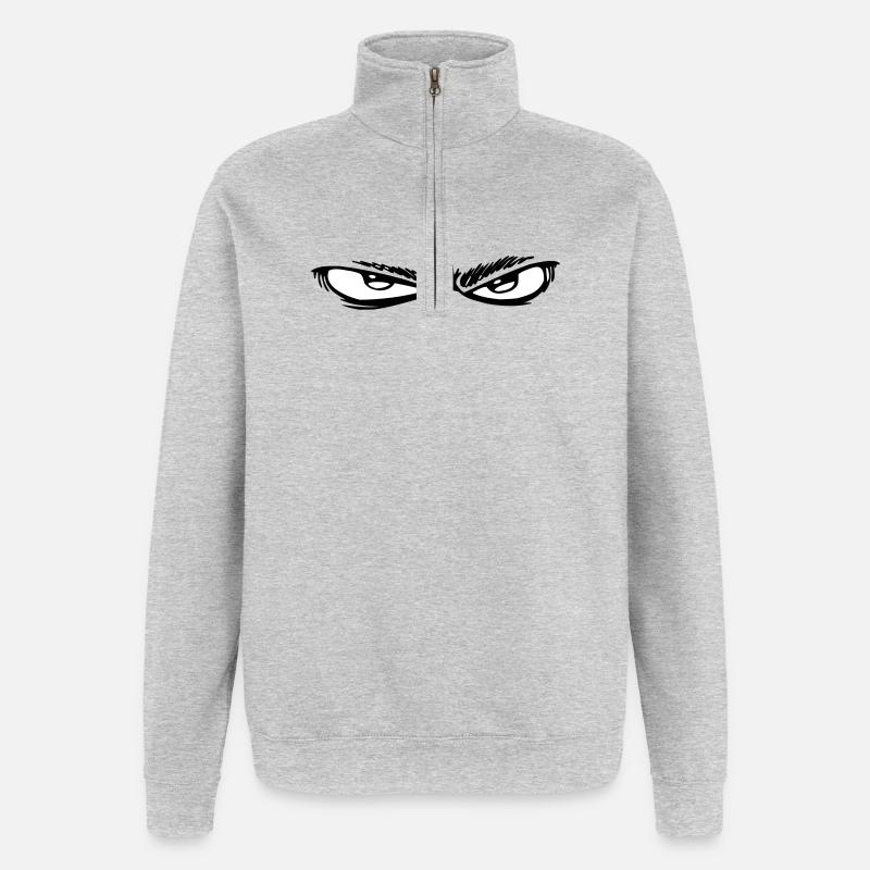 Night Eyes Black & White - Quarter-Zip Sweatshirt - heather grey