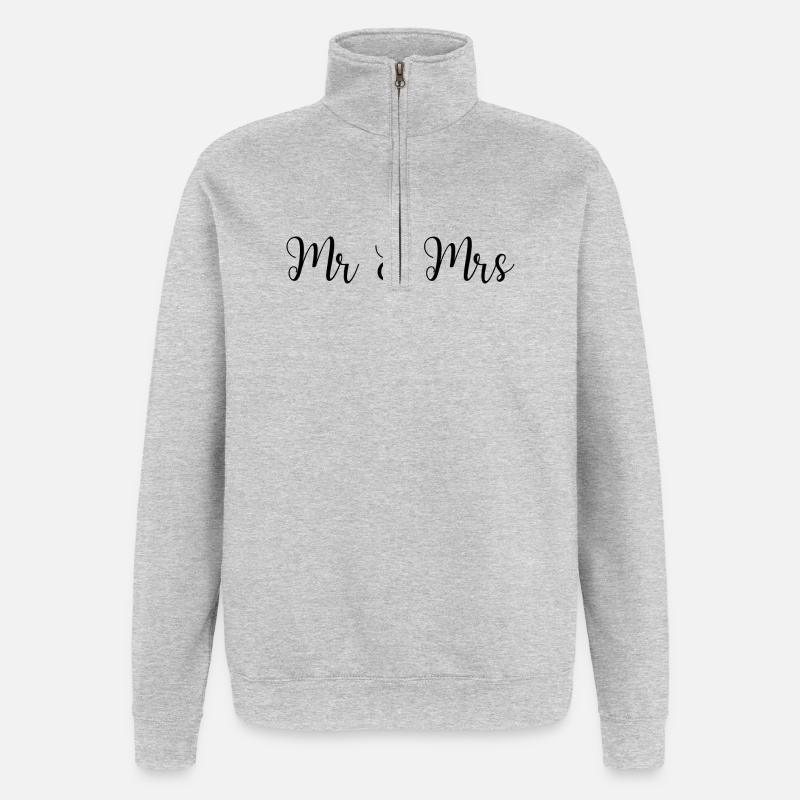 Mr & Mrs Hochzeit Design - Quarter-Zip-Sweatshirt - Grau meliert