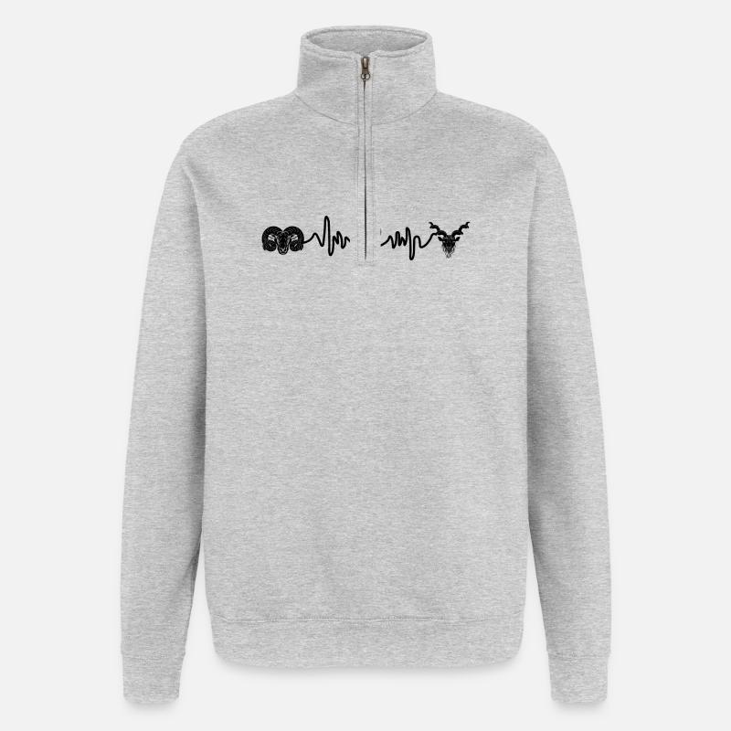 Herzfrequenz Cardio Widder Steinbock - Quarter-Zip-Sweatshirt - Grau meliert