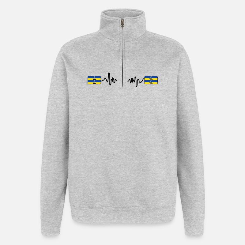 Ameland Pulse-Logo – Inselstil - Quarter-Zip-Sweatshirt - Grau meliert