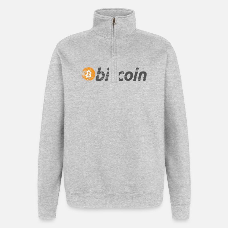 Bitcoin Logo Original BTC - Sweat à zip 1/4 - gris chiné