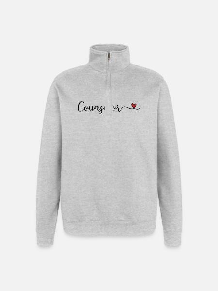 Berater mit Herz - Quarter-Zip-Sweatshirt - Grau meliert