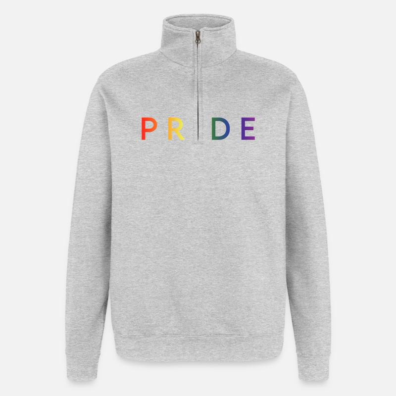 PRIDE - Sweat à zip 1/4 - gris chiné