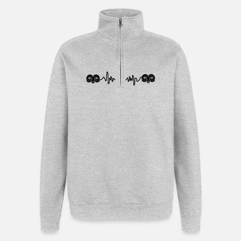 Herzfrequenz Cardio Ram Ram Ram - Quarter-Zip-Sweatshirt - Grau meliert