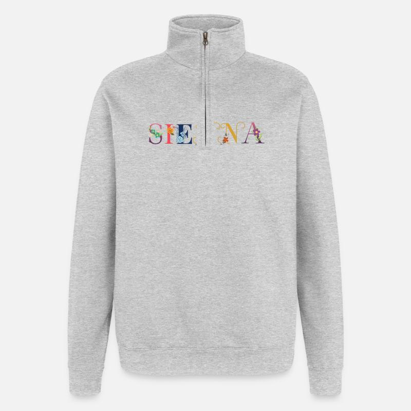 SIENNA Name mit Blumen geschmückt - Quarter-Zip-Sweatshirt - Grau meliert