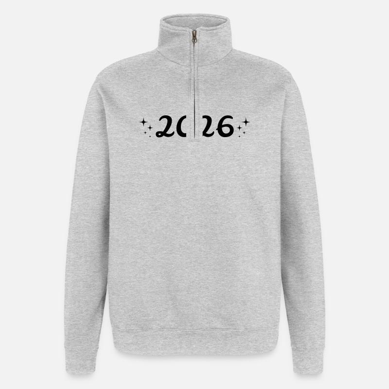 2026 Jahr Sterne Geschenkidee - Quarter-Zip-Sweatshirt - Grau meliert