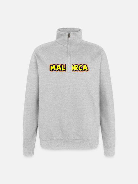 Mallorca Schriftzug - Quarter-Zip-Sweatshirt - Grau meliert
