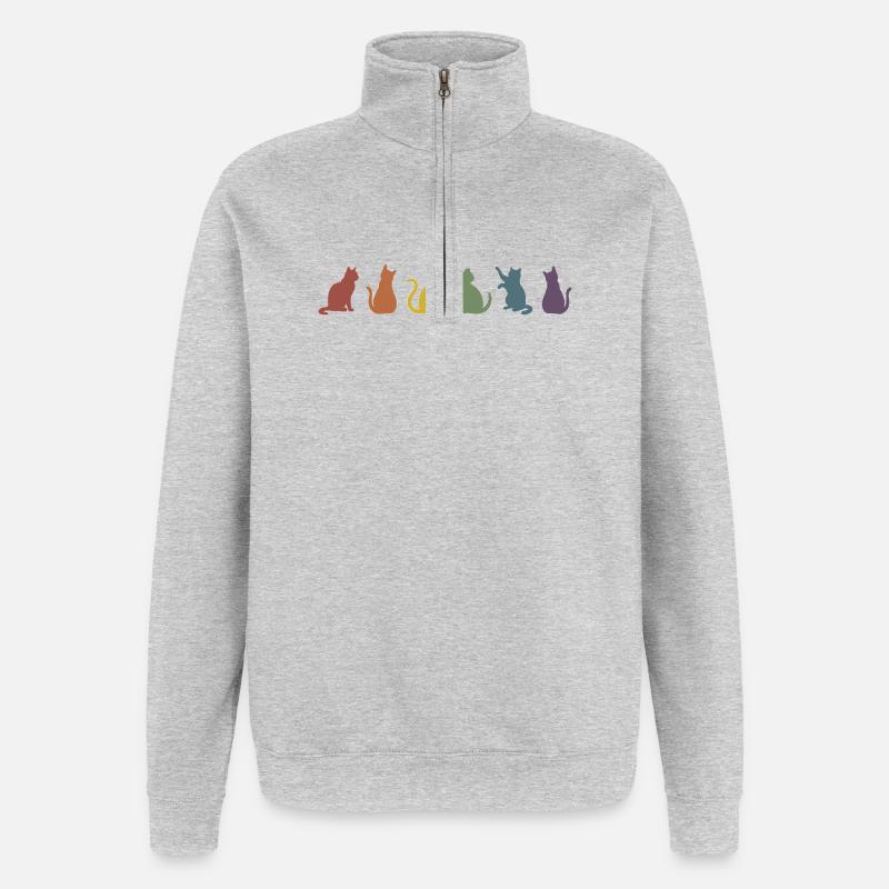 Bunte Pride Katzen Silhouetten  - Quarter-Zip-Sweatshirt - Grau meliert