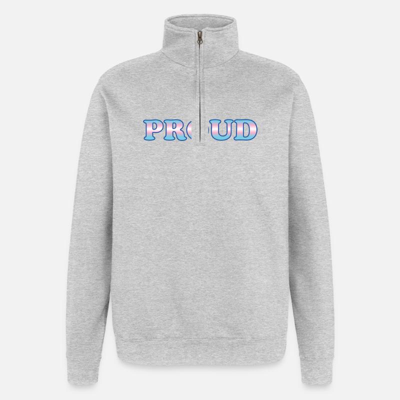 Trans Pride - Drapeau transgenre - Sweat à zip 1/4 - gris chiné