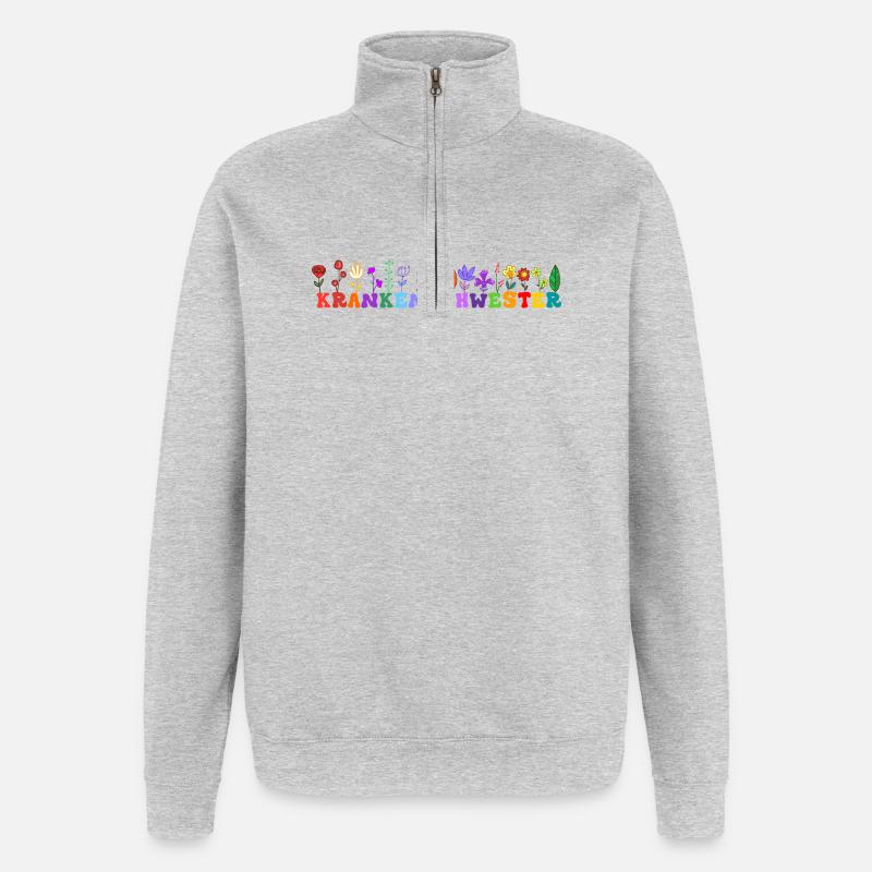 Krankenschwester Blumen Geschenk Notfall Medizin - Quarter-Zip-Sweatshirt - Grau meliert
