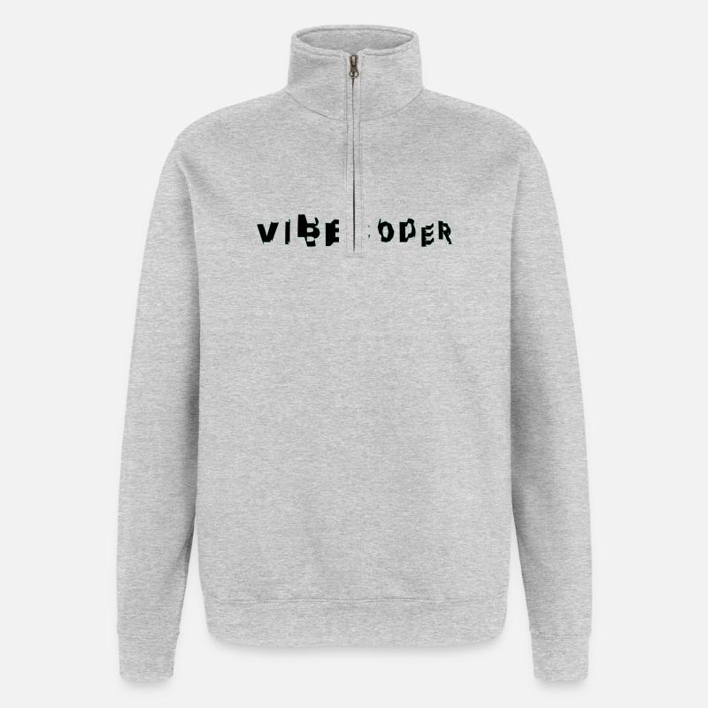 VibeCoder Glitch Neon - Quarter-Zip-Sweatshirt - Grau meliert