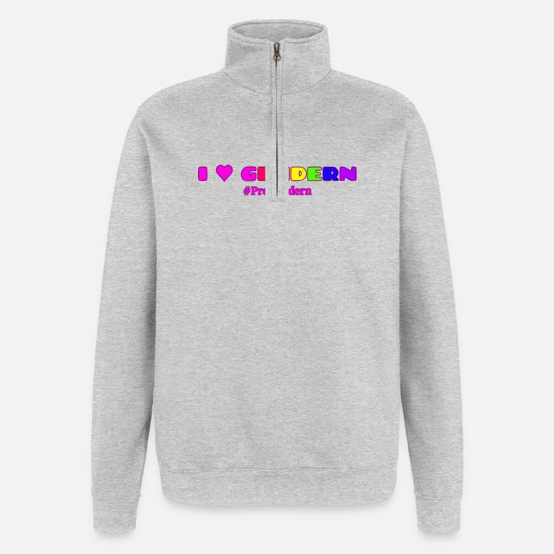 I Love Gendern Geschenkidee Pro Gendern - Quarter-Zip-Sweatshirt - Grau meliert