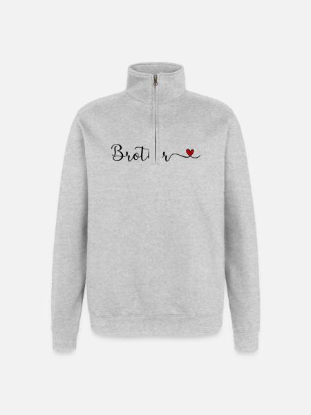 Bruder - Bruderherz - Quarter-Zip-Sweatshirt - Grau meliert