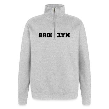 Brooklyn – Urban Street Style - Quarter-Zip-Sweatshirt - Grau meliert - Vorne - AI Model Female 172 light (172cm) & AI Model Male 178 dark (178cm)