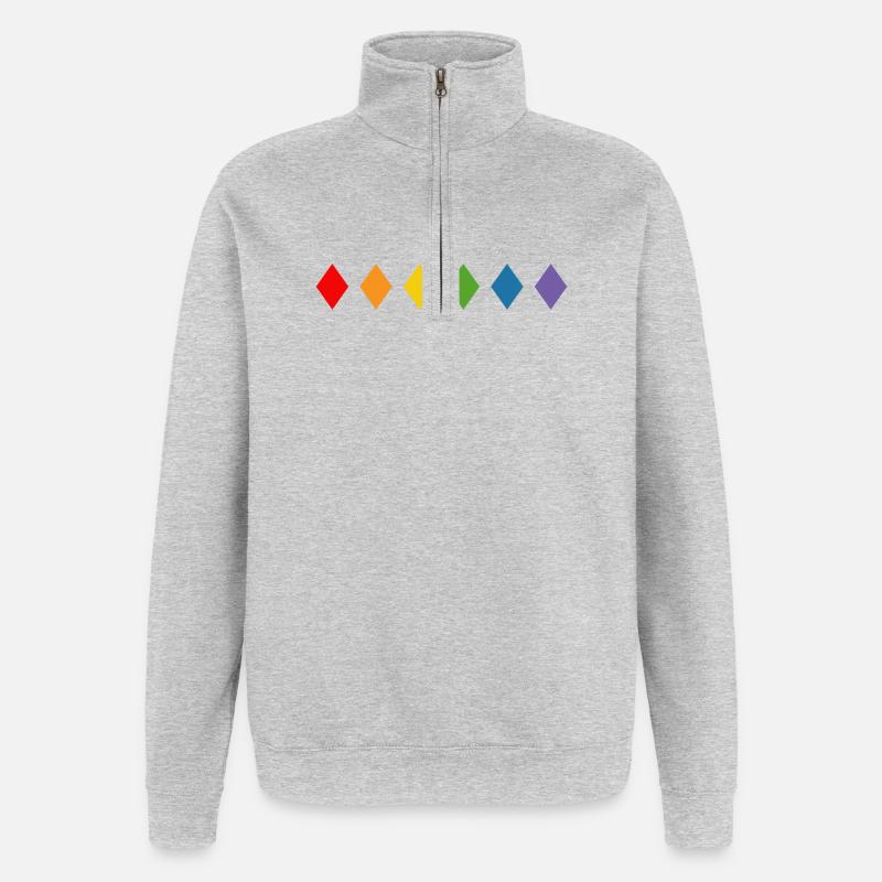 Losange arc-en-ciel - Sweat à zip 1/4 - gris chiné