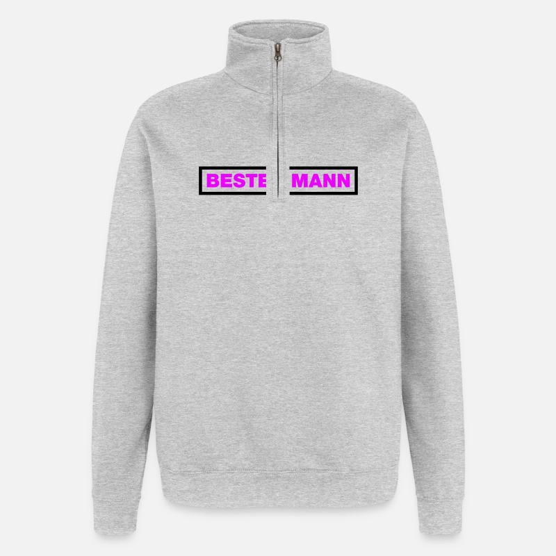Bester Mann - Quarter-Zip-Sweatshirt - Grau meliert