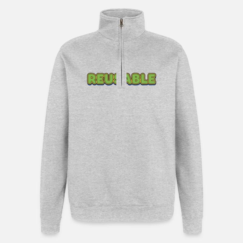 Lettrage à bulles réutilisable - Sweat à zip 1/4 - gris chiné