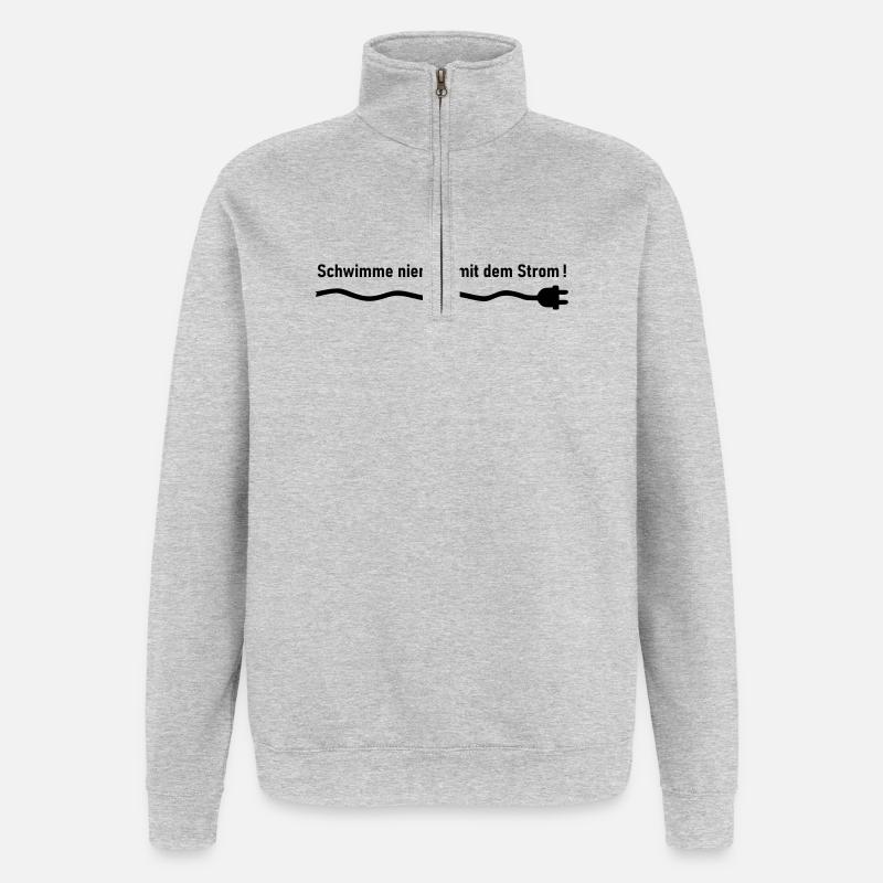 Schwimme niemals mit dem Strom - Quarter-Zip-Sweatshirt - Grau meliert