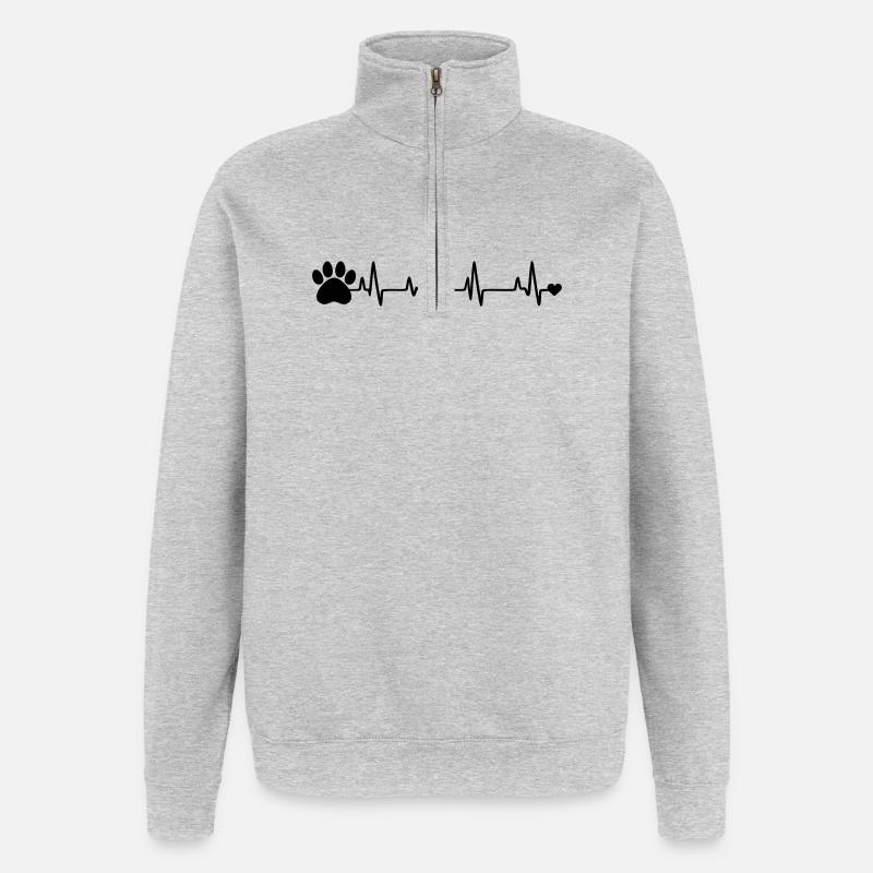 Empreinte de patte - Sweat à zip 1/4 - gris chiné