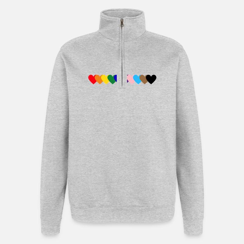 Rainbow Hearts Pride - Quarter-Zip Sweatshirt - heather grey