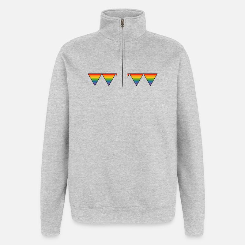 Regenbogen LGBTQIA triangles - Quarter-Zip-Sweatshirt - Grau meliert